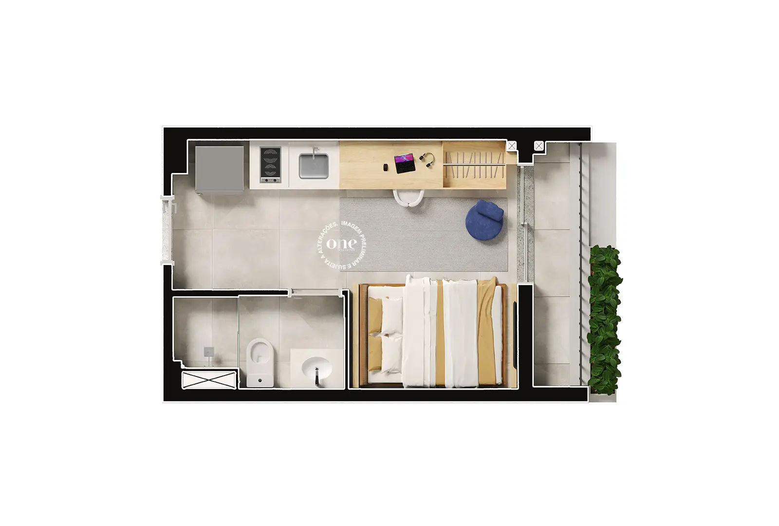 Studio 21 m² Nex One Caiubi